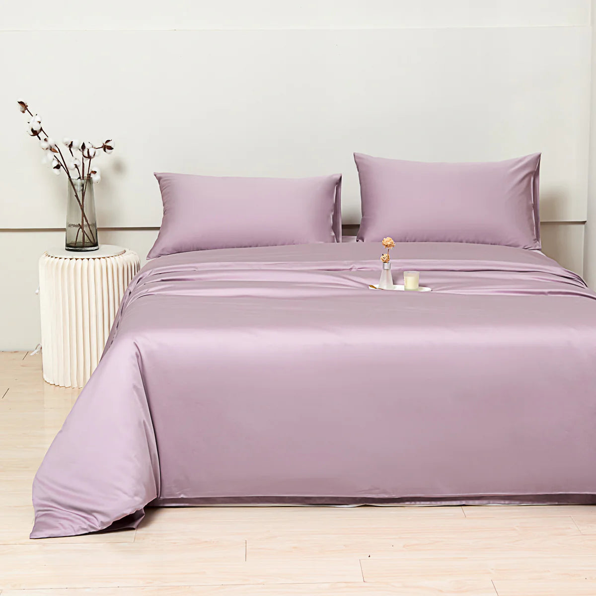 Pearlish Purple Premium Cotton Duvet Cover Set