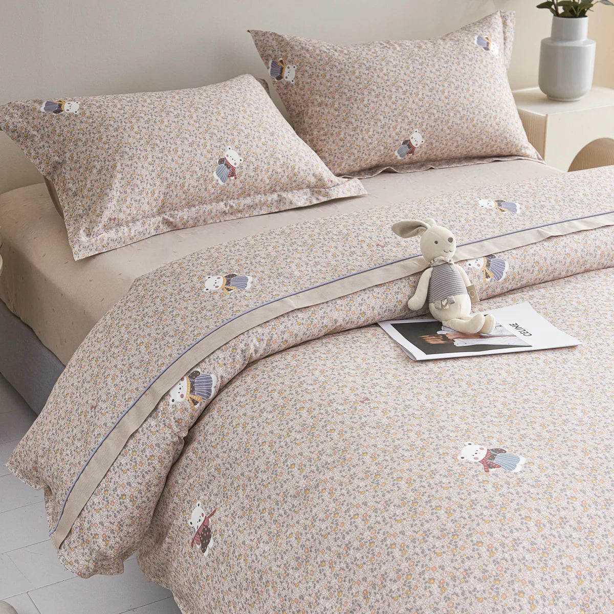 Berry Cotton Fitted Sheet Duvet Cover Set