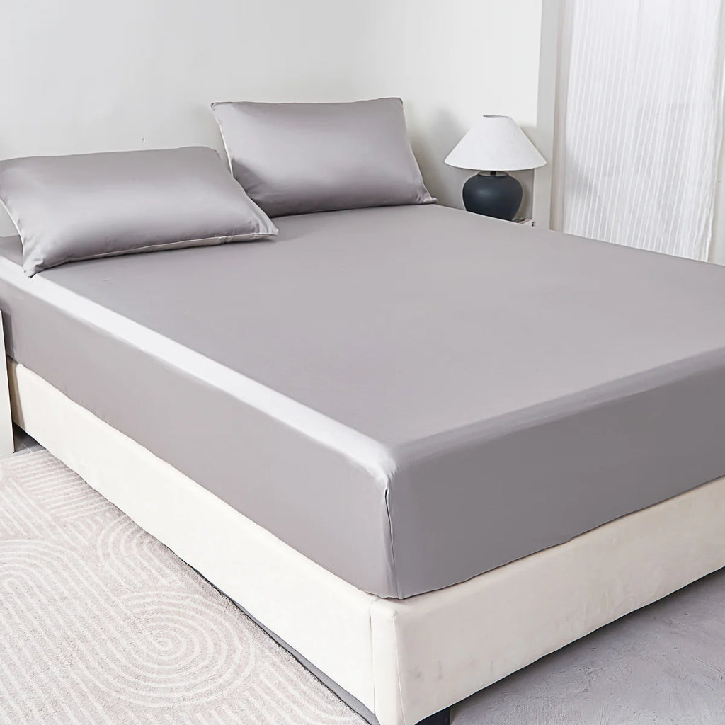 Cloudy Gray Solid Color Tencel™ Fitted Sheet