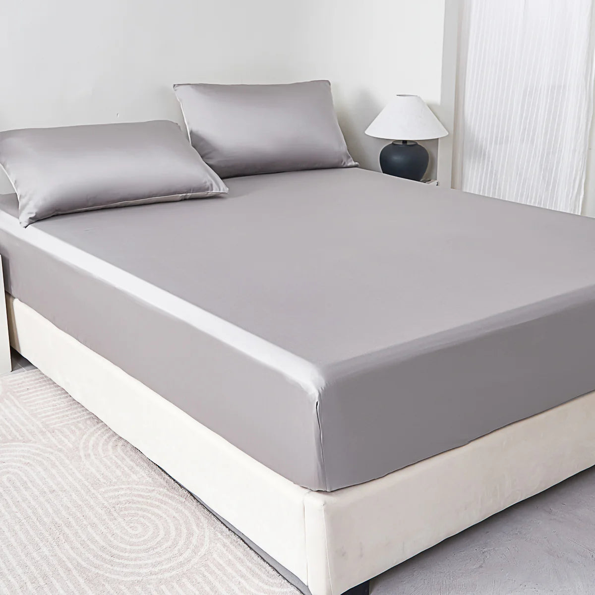 Cloudy Gray Solid Color Tencel™ Fitted Sheet