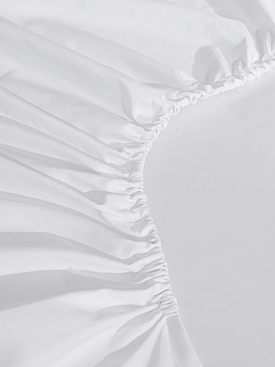 Snowflake White Premium Cotton Fitted Sheet