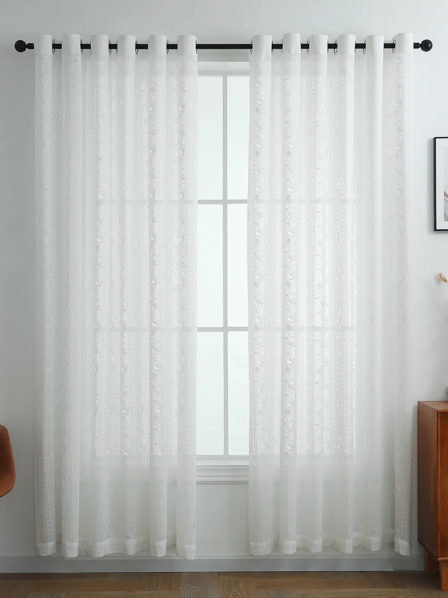 Azalea Embossed Jacquard Semi-Sheer Curtain