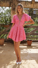 Calanthe Mini Dress - Hot Pink