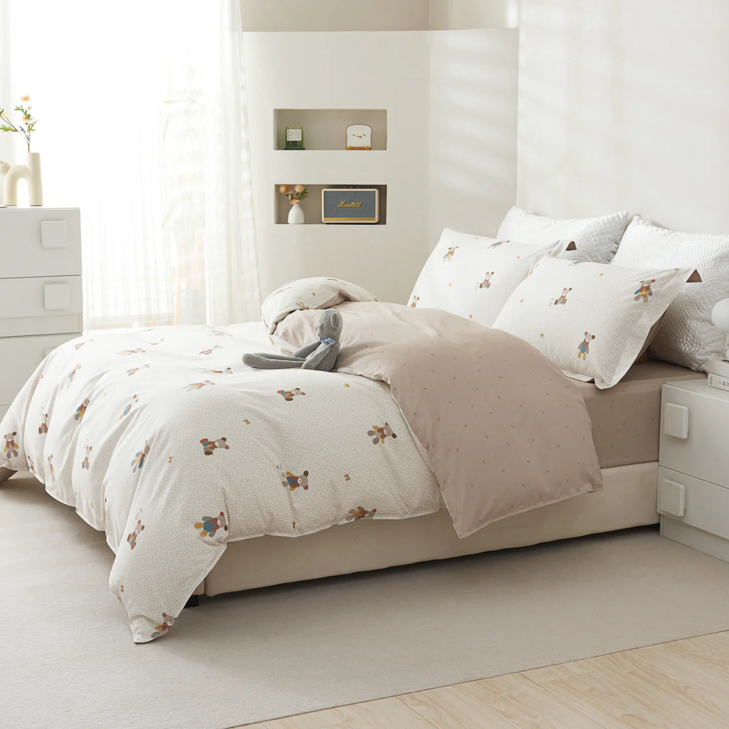 Tara Cotton Fitted Sheet Duvet Cover Set