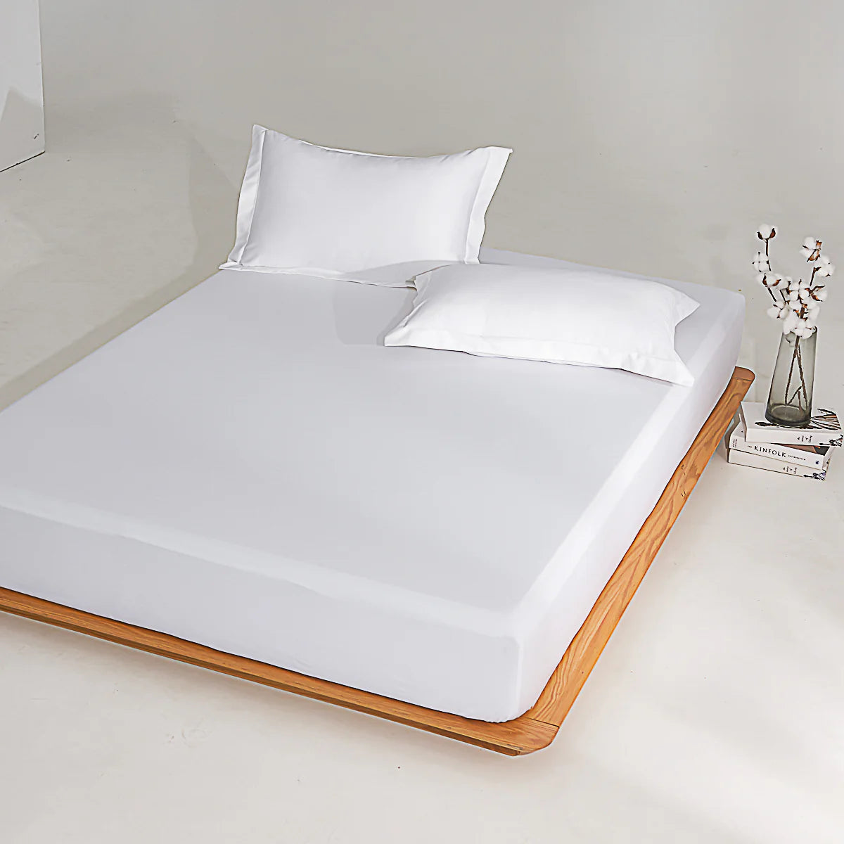Snowflake White Premium Cotton Fitted Sheet