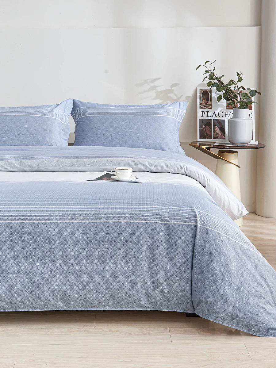 Borgan Cotton Fitted Sheet Duvet Cover Set