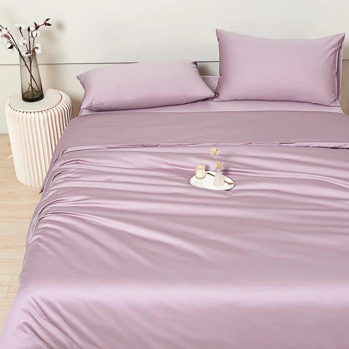 Pearlish Purple Premium Cotton Duvet Cover Set