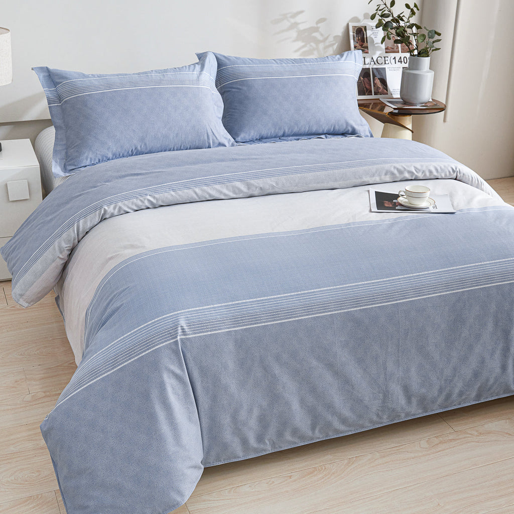 Borgan Cotton Fitted Sheet Duvet Cover Set