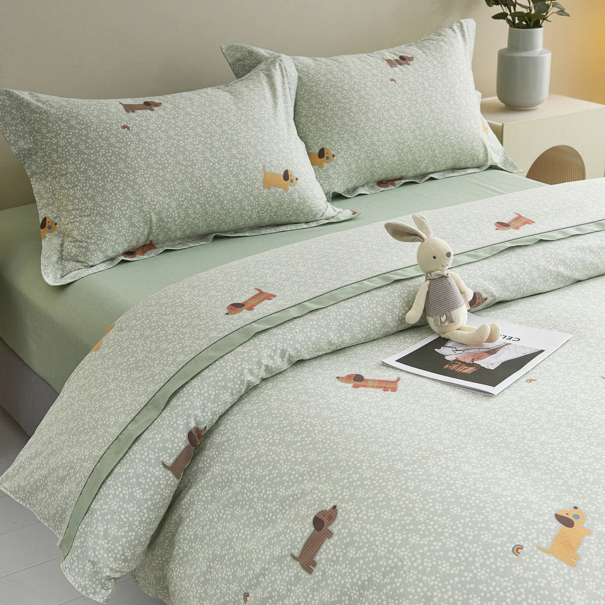 Buddy Cotton Fitted Sheet Duvet Cover Set