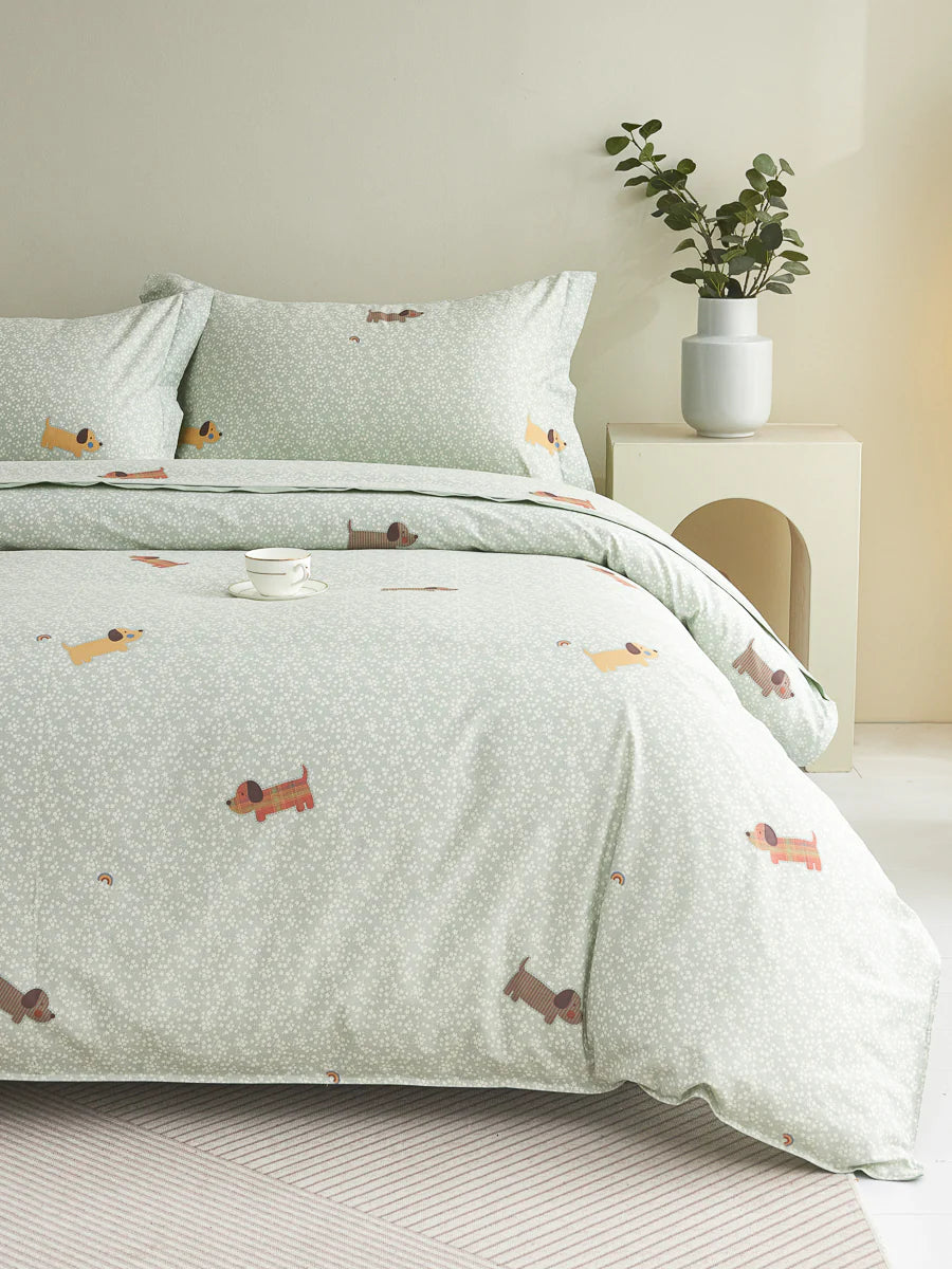 Buddy Cotton Fitted Sheet Duvet Cover Set