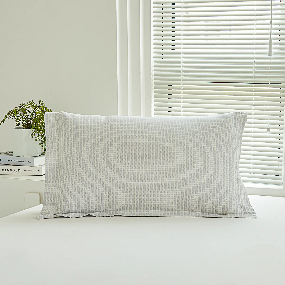 Eta Mist White Cotton Standard Pillow Sham