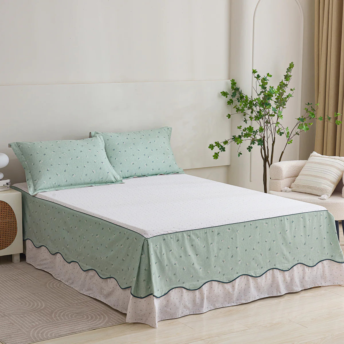 Sunflower Cotton Bedskirt Duvet Cover Set