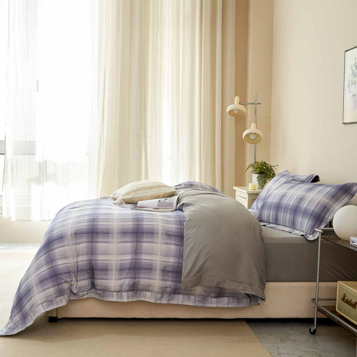 Jasper Plaid Brushed Cotton Fitted Sheet Set