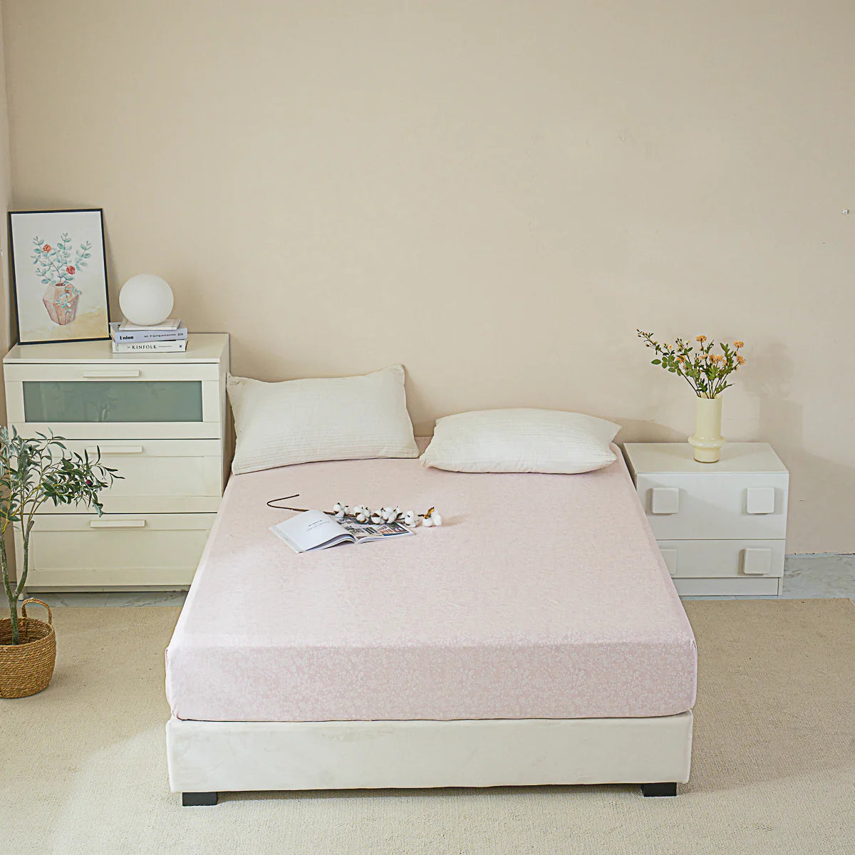 Kai Jade Pink Cotton Fitted Sheet