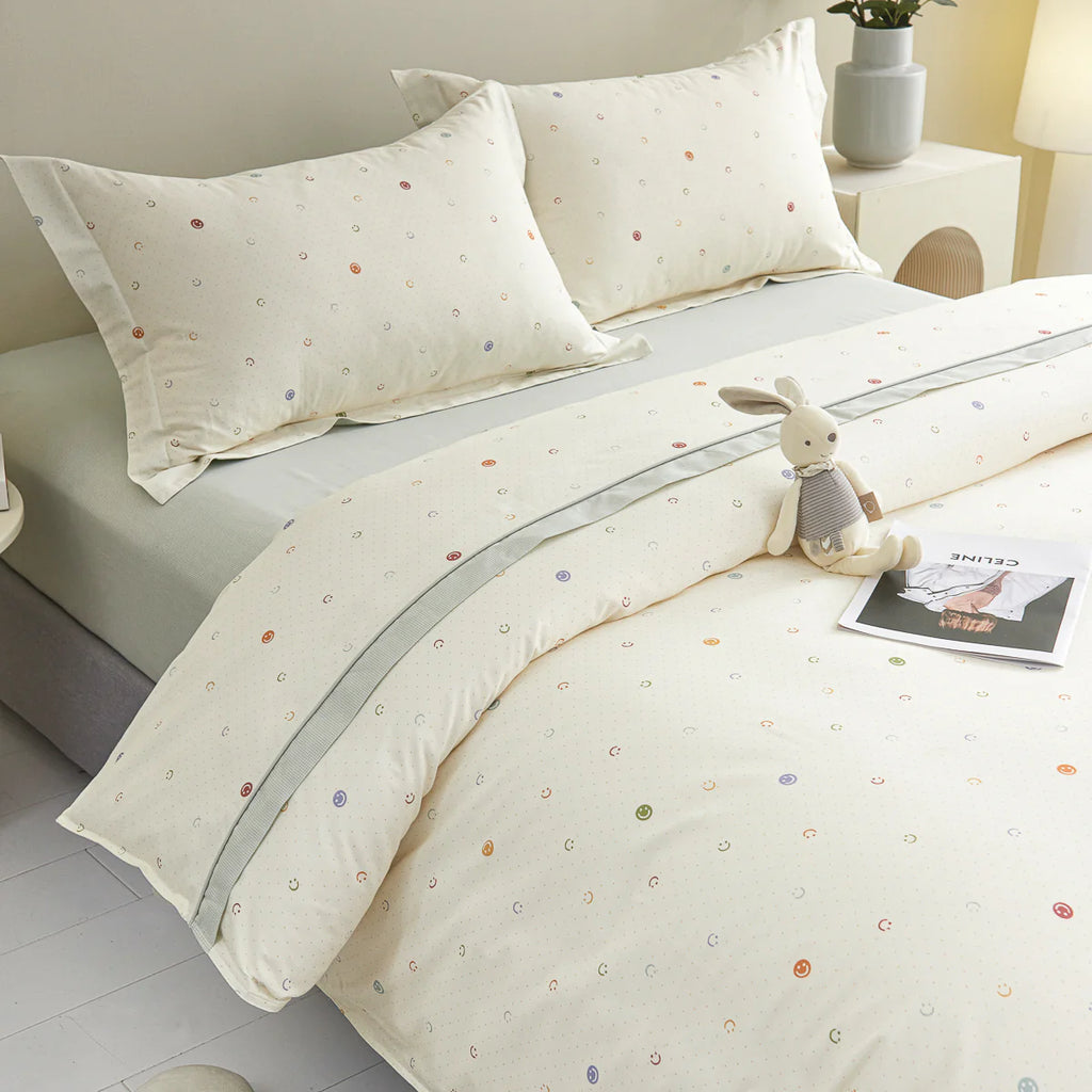 Smizen Cotton Fitted Sheet Duvet Cover Set